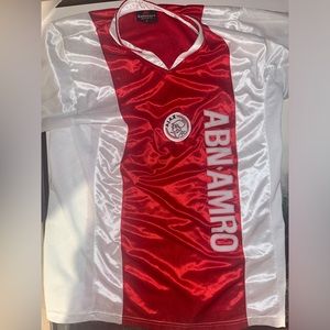 Fc Ajax Amsterdam Home Vintage T Shirt Football White Red Jersey/kit SMALL